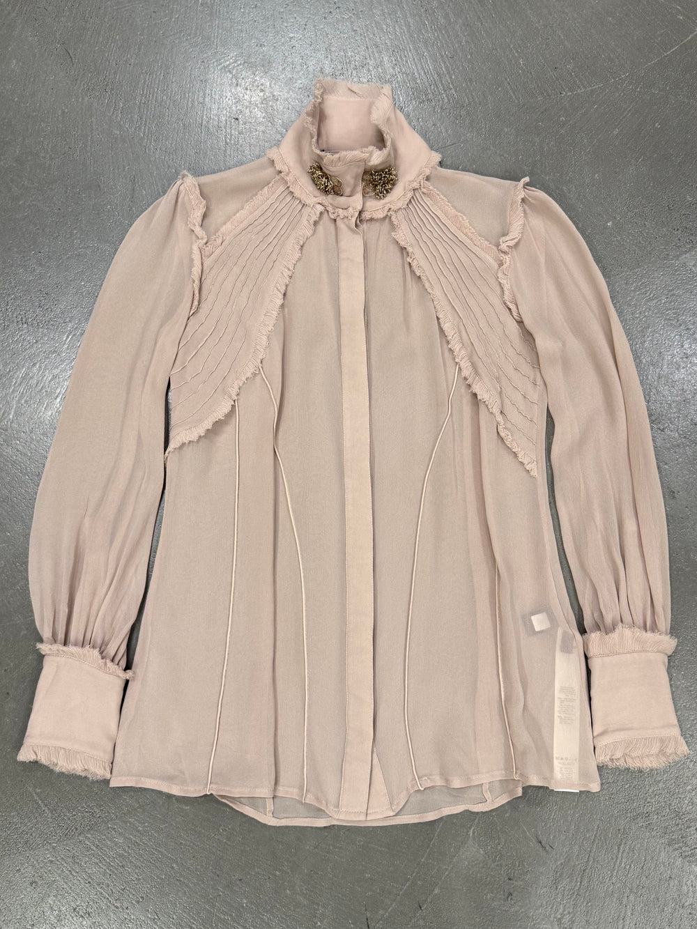 2000s Roberto Cavalli ruffle trim long sleeve shirt
