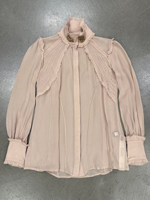 2000s Roberto Cavalli ruffle trim long sleeve shirt