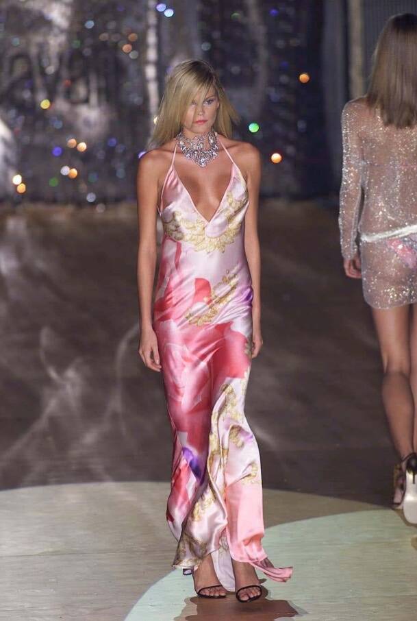 S/S 2001 Roberto Cavalli Elizabeth Taylor eye silk mini dress