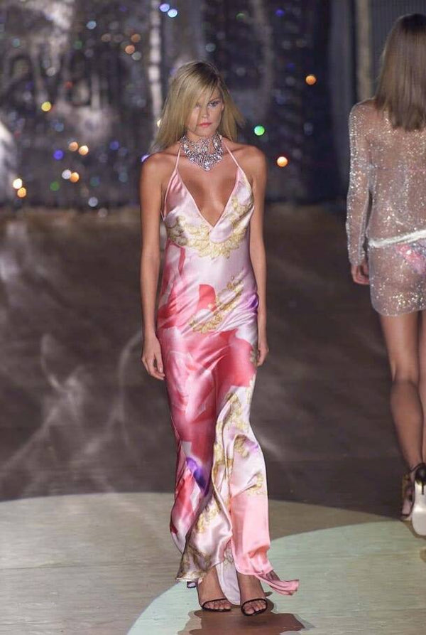 S/S 2001 Roberto Cavalli Elizabeth Taylor eye silk mini dress