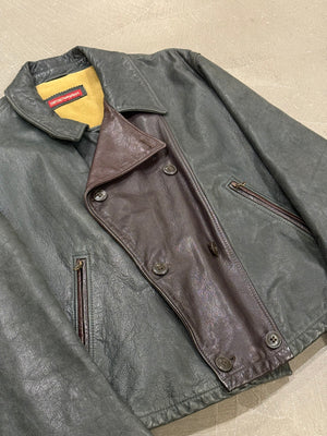 1990s Armani double breasted aviator leather jacket
