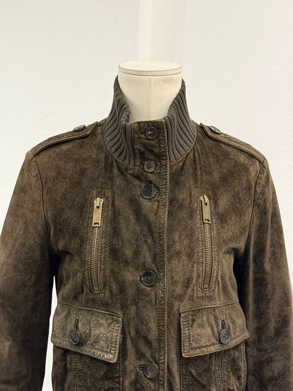 A/W2009 Gucci by Frida Giannini monogram suede multipocket bomber jacket