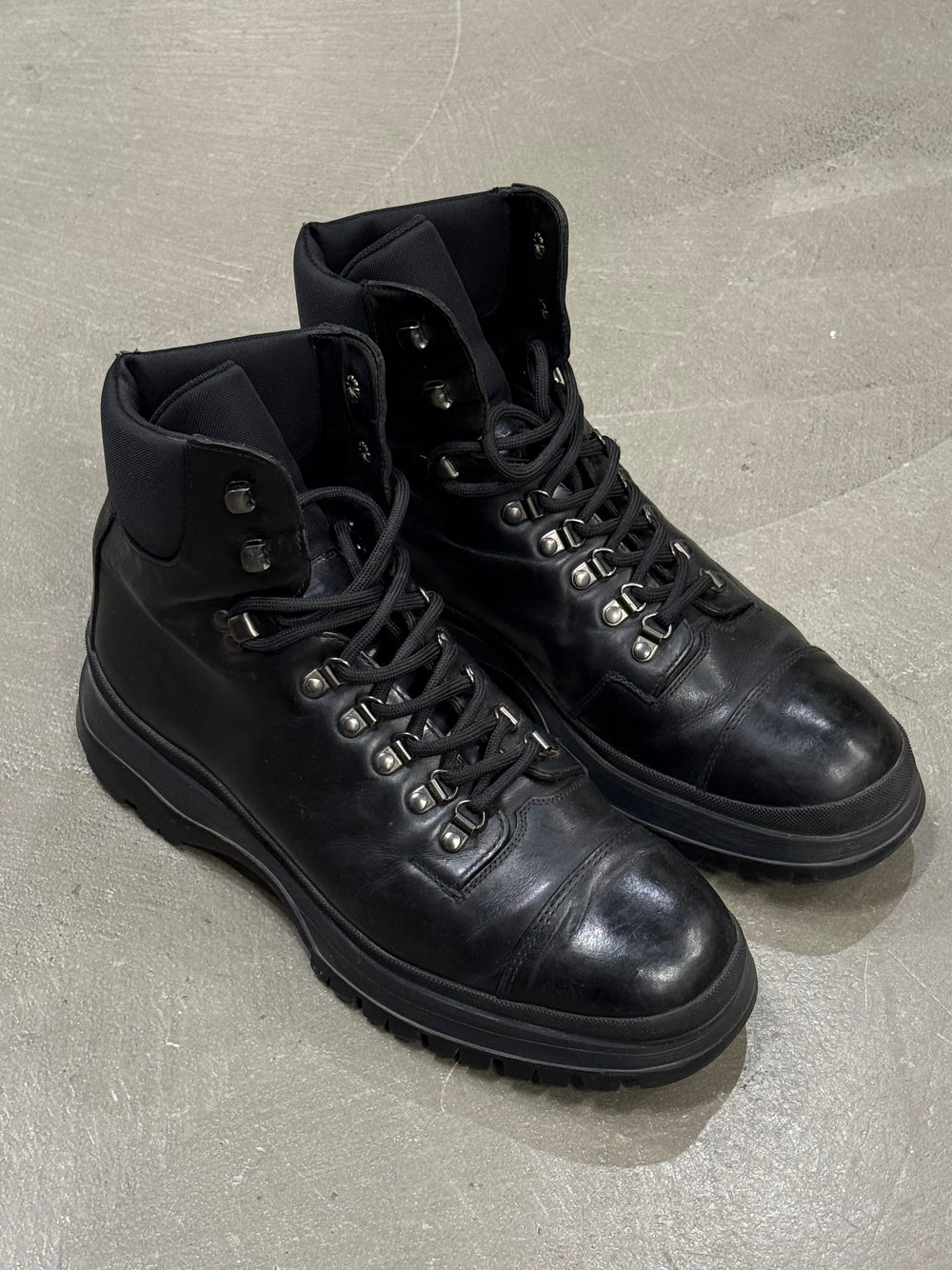 2000s Prada leather combat boots