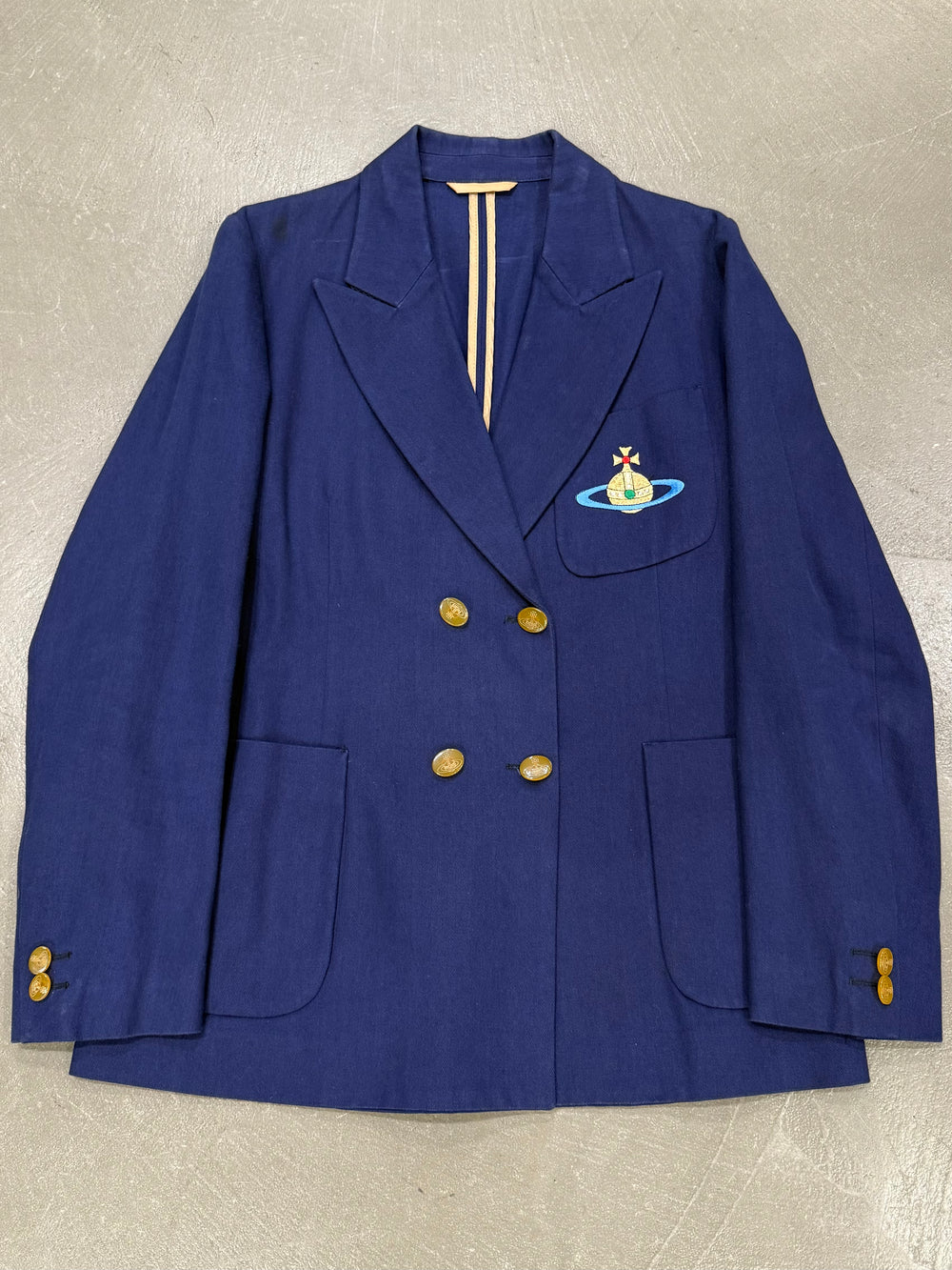1990s Vivienne Westwood red label orb embroidered double-breasted blazer