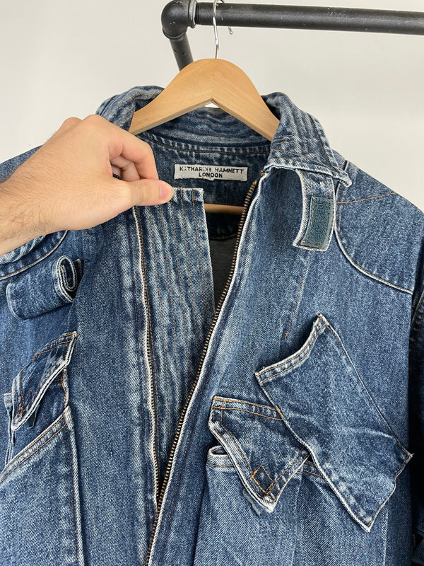 1986 Katharine Hamnett cargo bomber denim jacket
