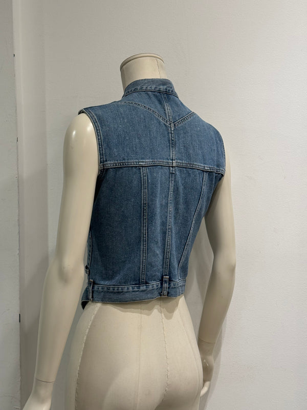 2000s Alexander McQueen distressed lace-up denim vest