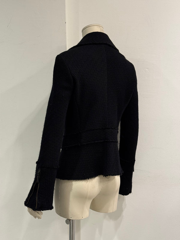 Cavalli frayed asymmetric jacket