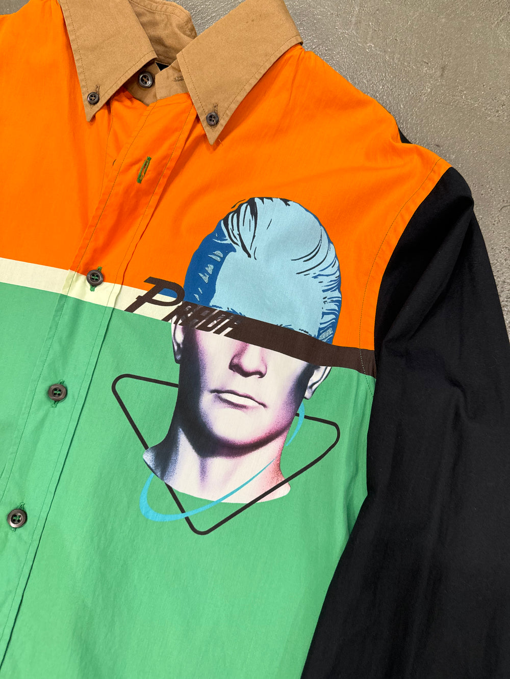 S/S2020 Prada color block face shirt