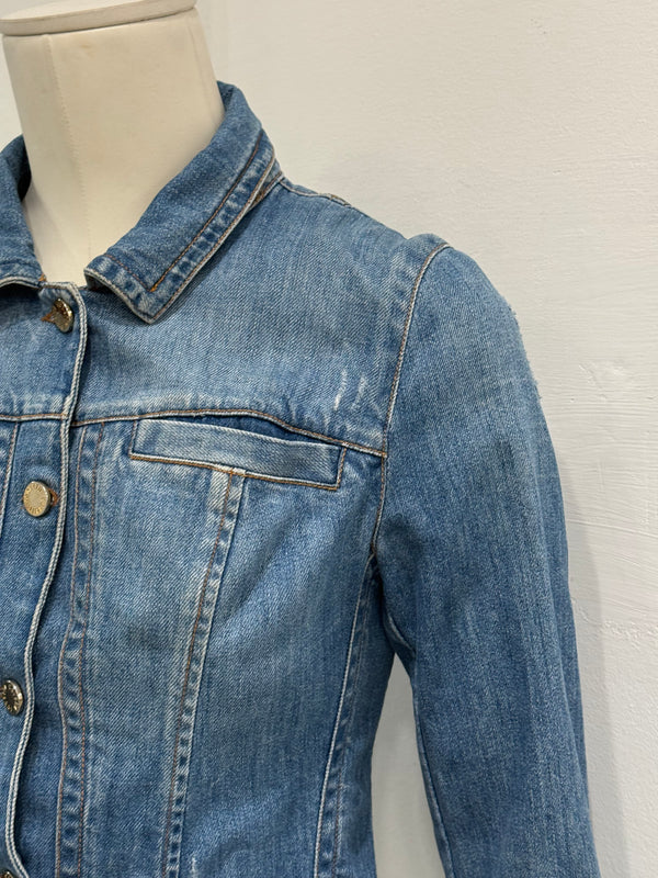 200s Roberto Cavalli distressed denim jacket