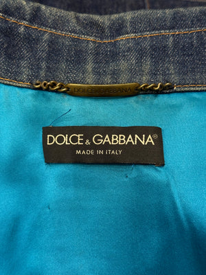 A/W2002 Dolce & Gabbana paneled floral denim jacket