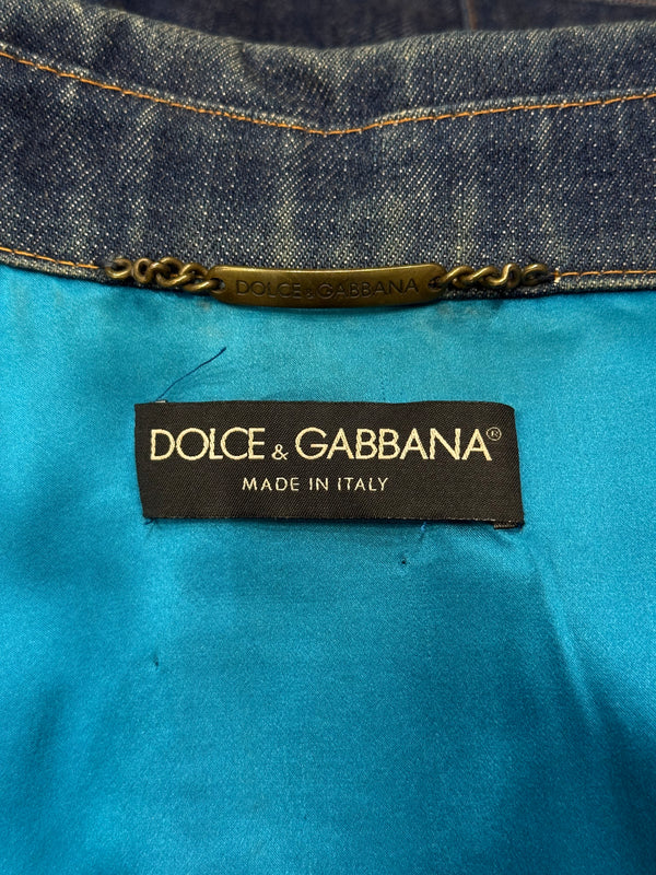 A/W2002 Dolce & Gabbana paneled floral denim jacket