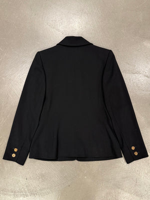 1990s Yves Saint Laurent  wool skirt suit with gold buttons