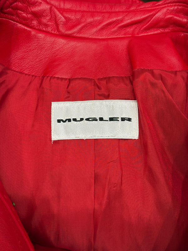 2000s Mugler red leather jacket