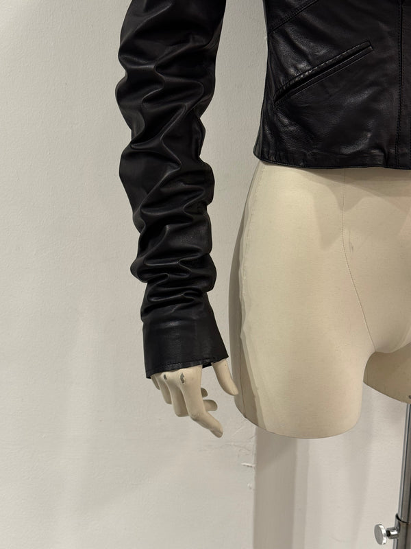 S/S2003 Gucci by Tom Ford corseted cropped runway leather jacket