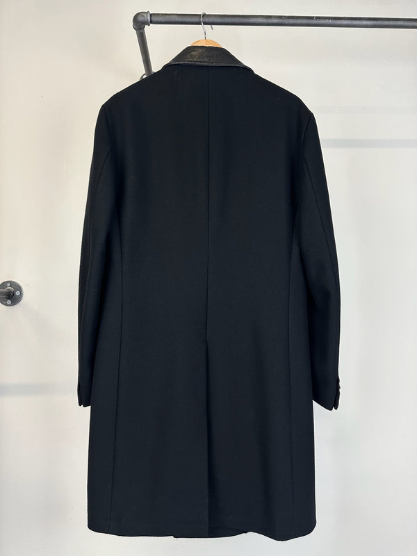 AW2001 Helmut Lang double breasted leather mask coat