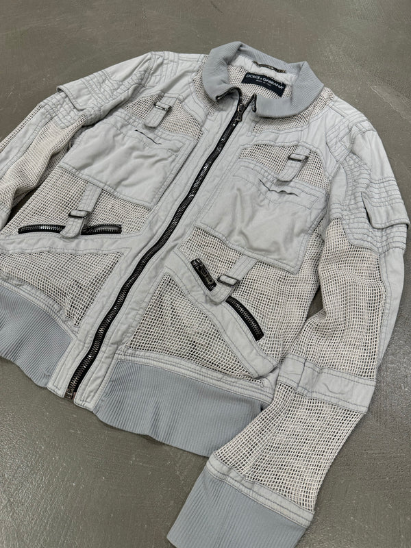S/S 2004 Dolce & Gabbana grey mesh bomber jacket