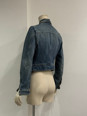 2000s Roberto Cavalli fitted paneled denim jacket