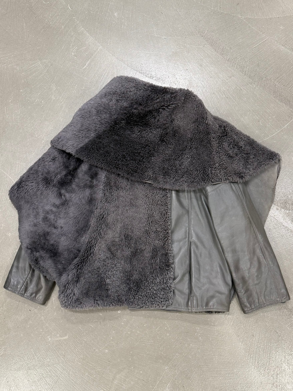 1980s Gianni Versace shearling leather cape jacket with layered construction scarf