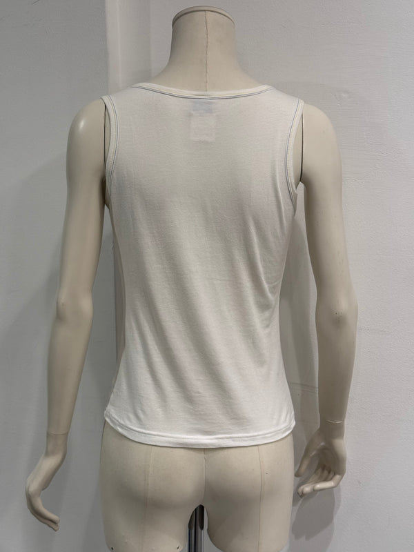 2000s Versace embellished stones cross tank top