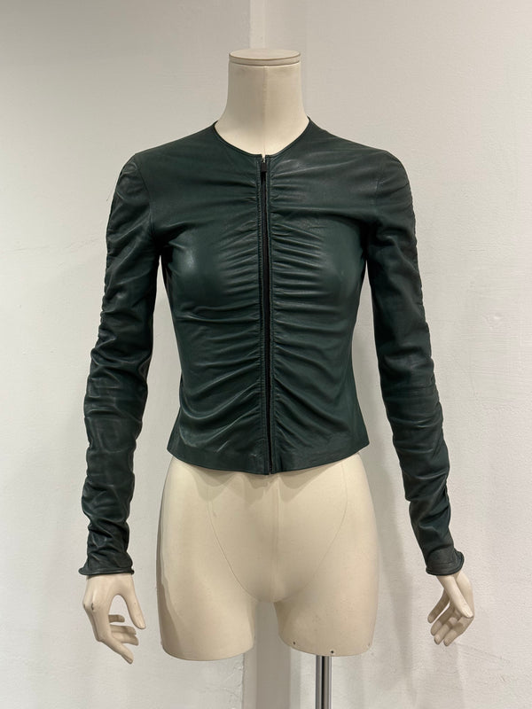 1999 Gucci by Tom Ford runway ruched leather jacket