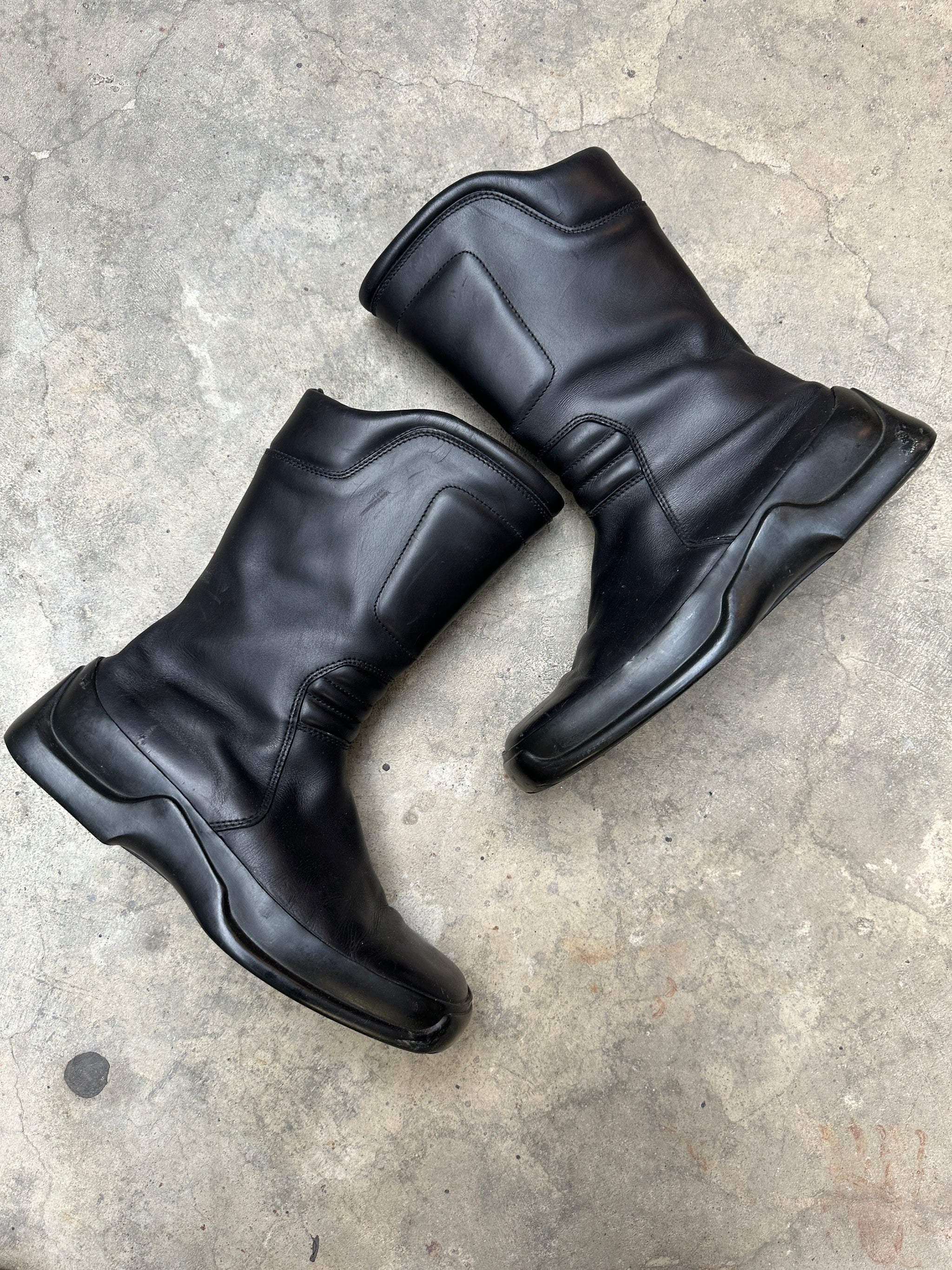 AW1999 Prada moto leather boots elevated archives