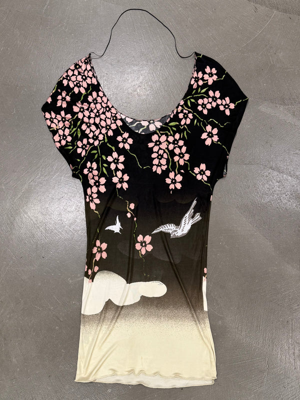 S/S2003 Gucci by Tom Ford runway cherry blossom dress with scarf