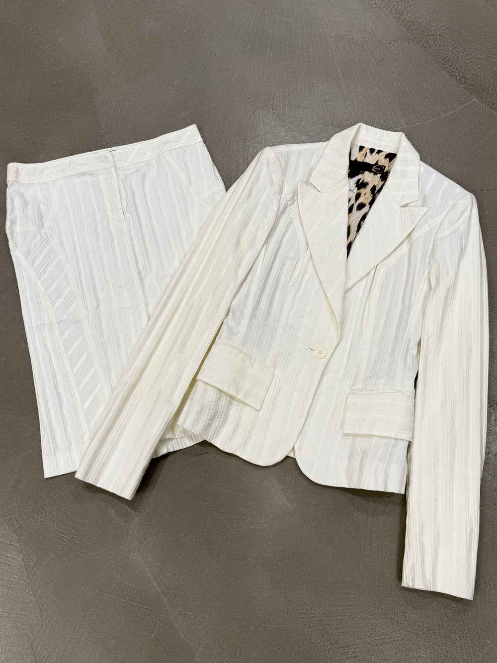 2000s Cavalli pleated blazer and skirt set