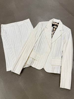 2000s Cavalli pleated blazer and skirt set