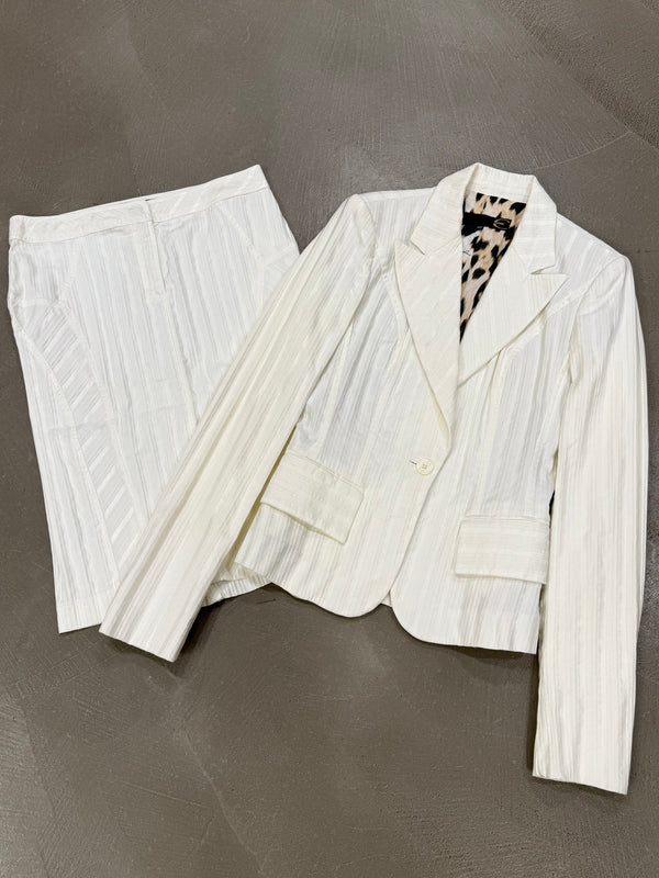 2000s Cavalli pleated blazer and skirt set