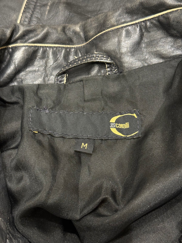 2000s Cavalli faded distressed leather jacket