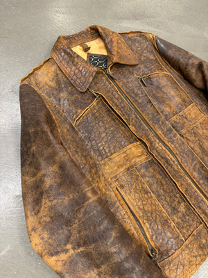 A/W 2005 Roberto Cavalli eroded faded leather jacket
