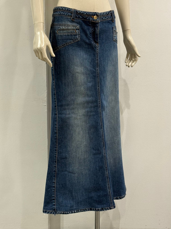 2008 Roberto Cavalli long denim skirt
