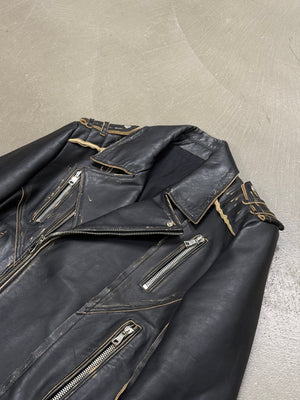 2022 Balmain distressed leather biker jacket