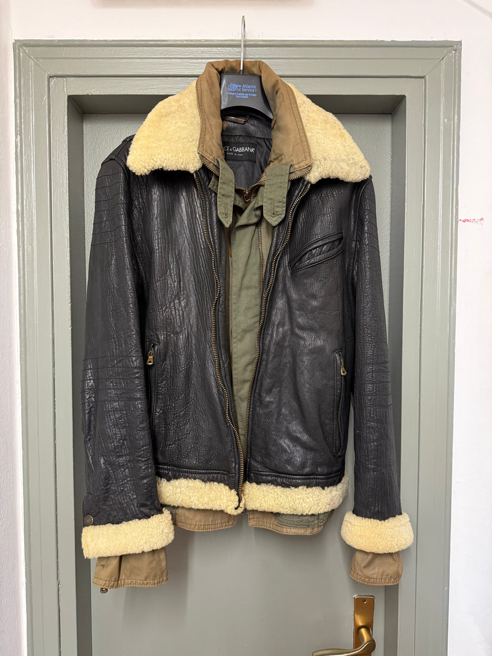 A/W2005 Dolce & Gabbana runway hybrid reconstructed military leather jacket