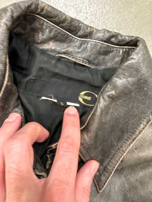 2000s Roberto Cavalli washed faded leather jacket