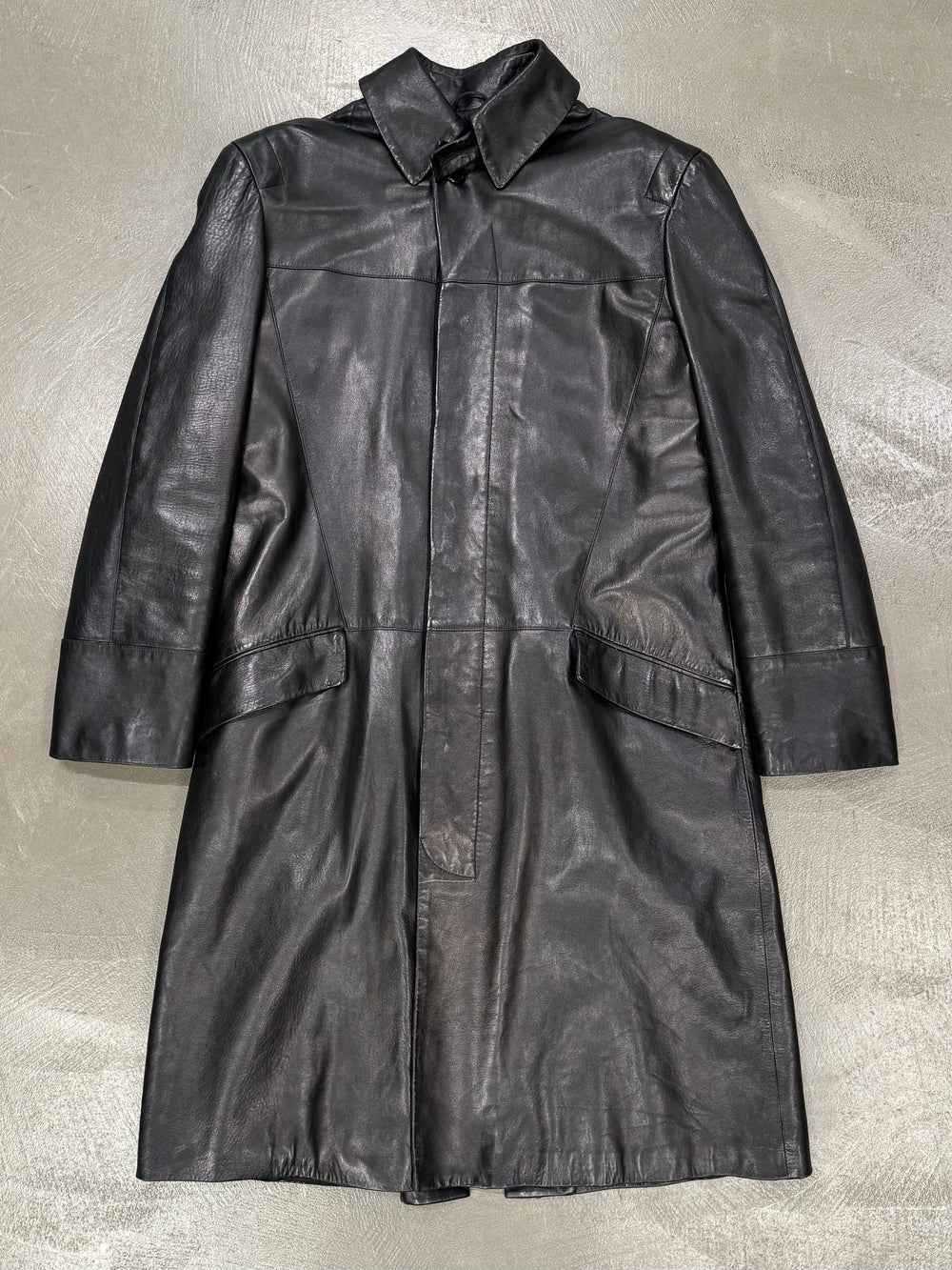 1990s Fendi Matrix long leather coat