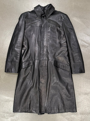 1990s Fendi Matrix long leather coat