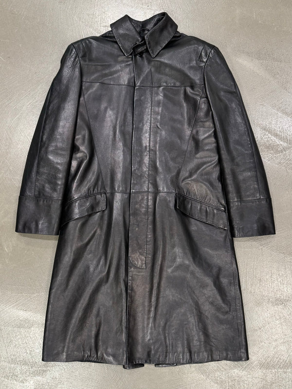 1990s Fendi Matrix long leather coat