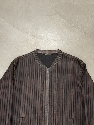 2000s Dolce & Gabbana pinstripe textured zip up jacket