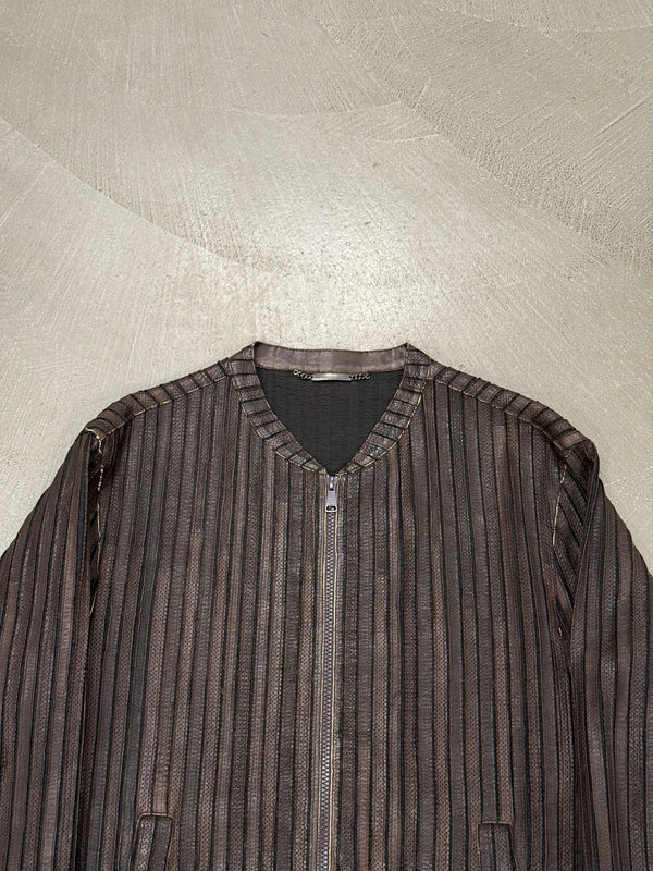 2000s Dolce & Gabbana pinstripe textured zip up jacket