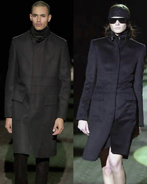 A/W2000 Gucci by Tom Ford runway wool leather collar coat