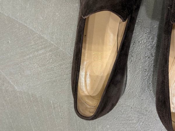 1996 Gucci by Tom Ford  logo suede loafers