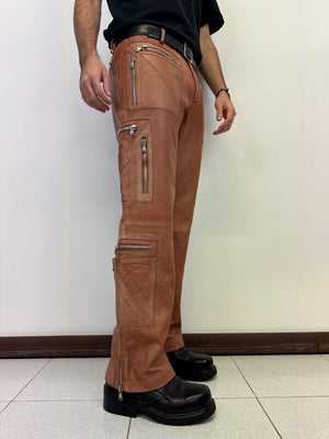 SS2002 Dolce & Gabbana leather zipper flight cargo pants
