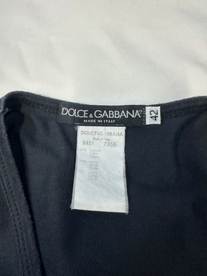 S/S 2001 Dolce & Gabbana Safety Pin Rhinestone Swarovski Logo Tank Top