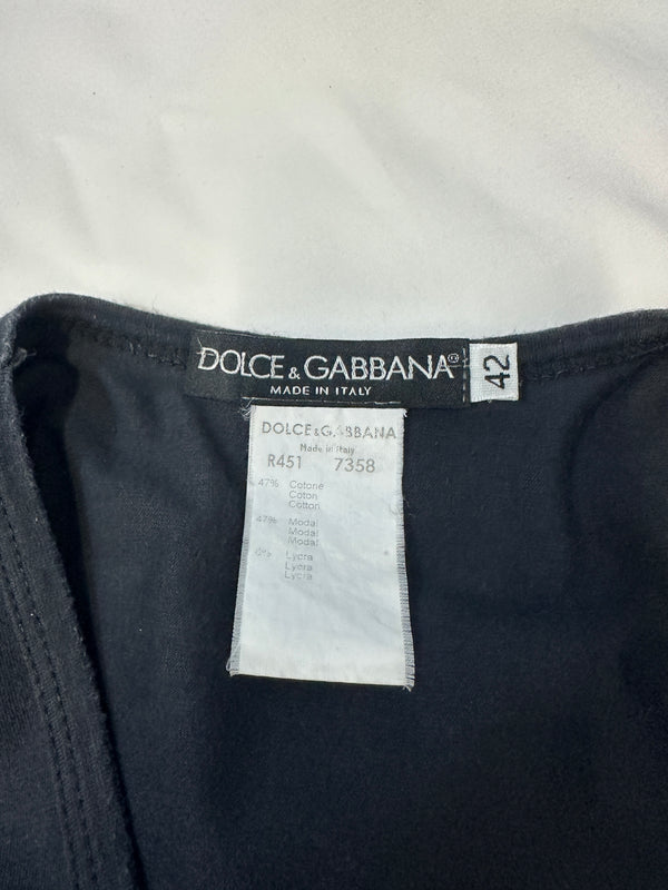 S/S 2001 Dolce & Gabbana Safety Pin Rhinestone Swarovski Logo Tank Top