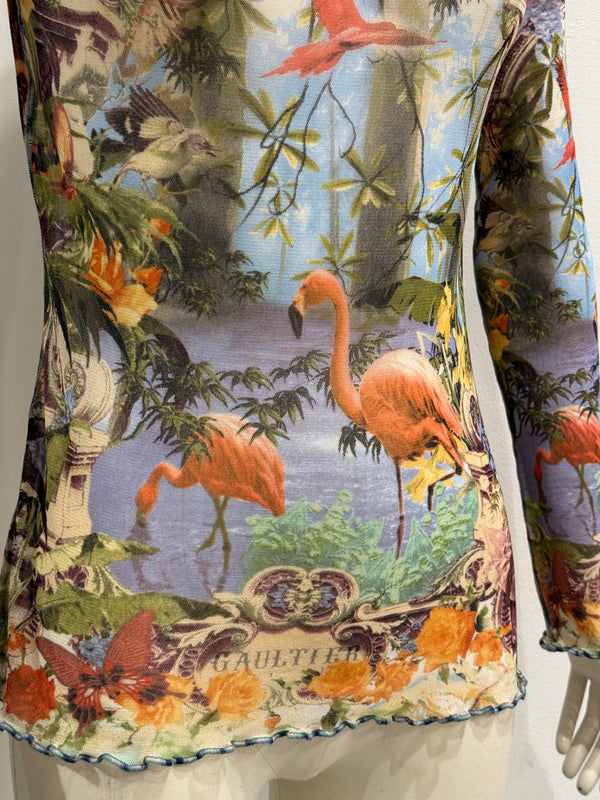 S/S1999 Jean Paul Gaultier flamingo tropical dress