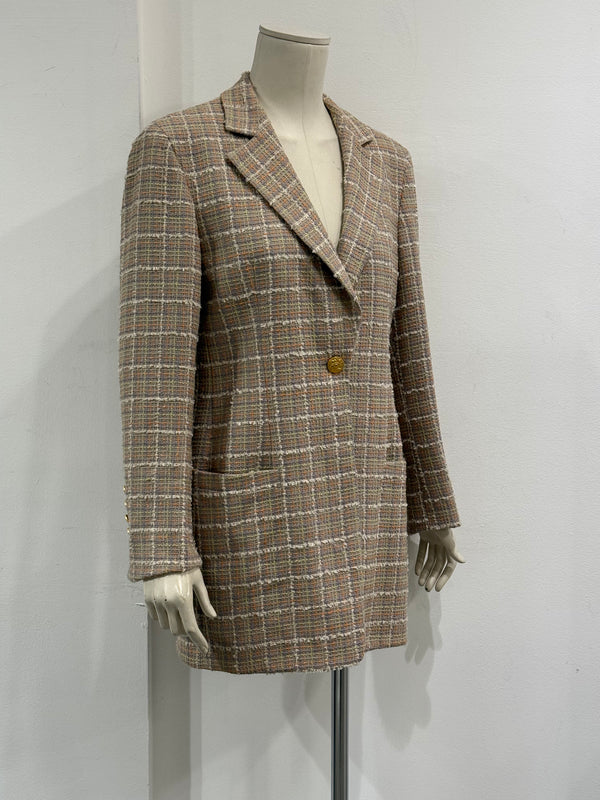 1990s Salvatore Ferragamo checked wool coat