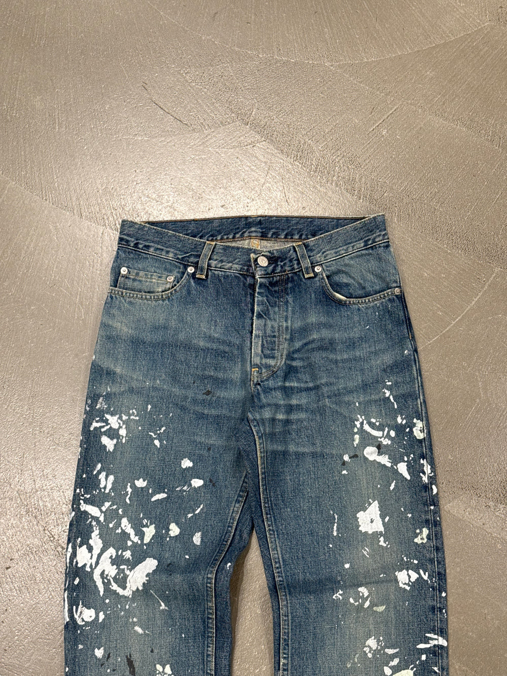 1998 Helmut Lang painter splattered denim straight jeans