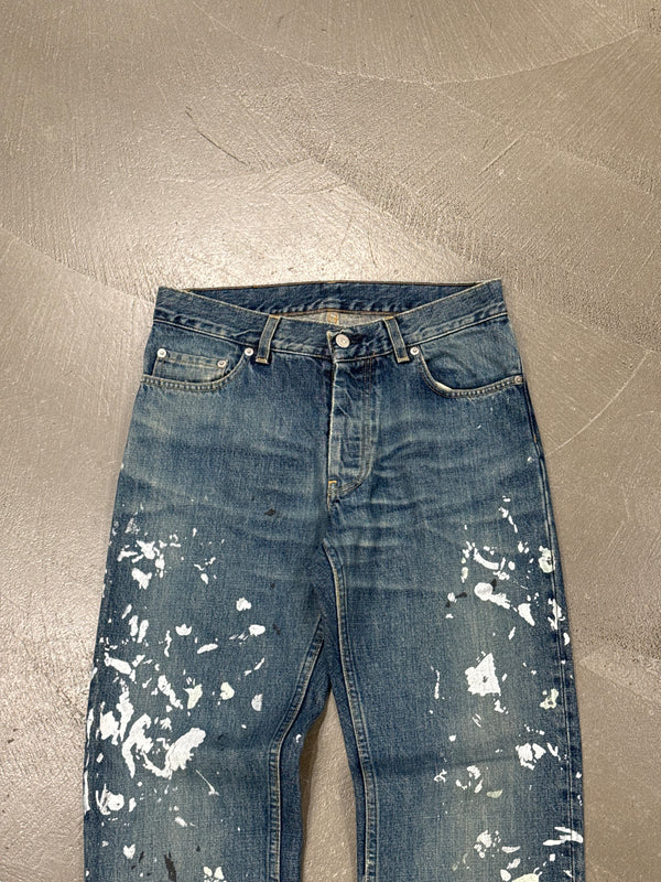 1998 Helmut Lang painter splattered denim straight jeans