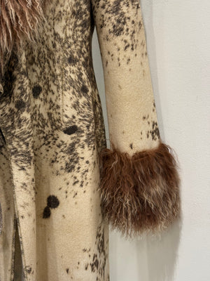 F/W1999 Roberto Cavalli fur-trimmed wool coat